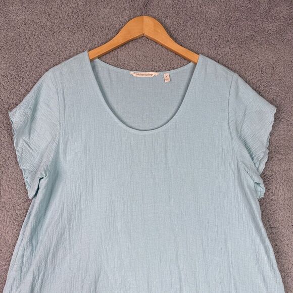 Soft Surroundings Jacinda Top Teal Blue Size Small Gauze Cotton Short Sleeve - Picture 3 of 12